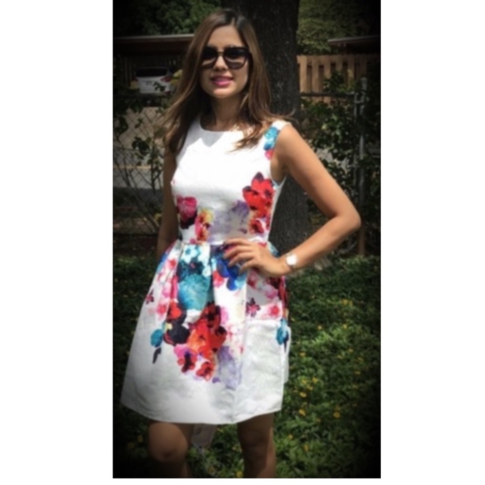 Floral Print Pleated Dress